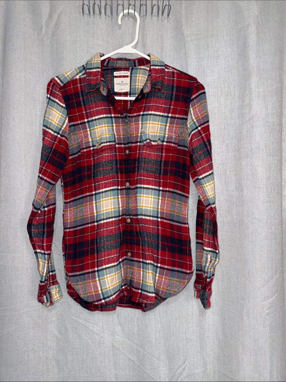 American Eagle Outfitters Amazingly Soft Classic Fit Red Plaid Flannel - Picture 2 of 10